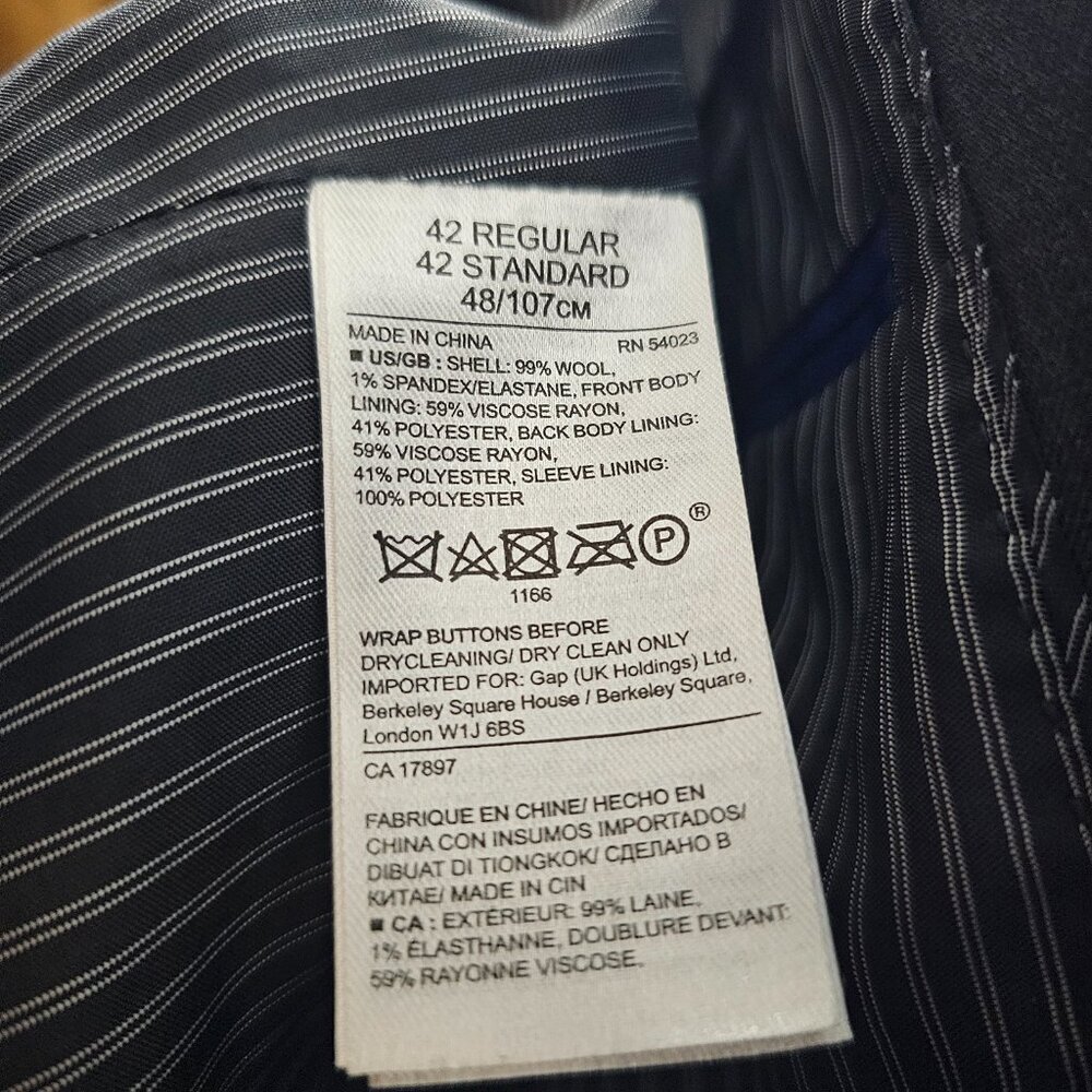 Banana Republic 42R Gray Solid 2-Button Sport Coat Blazer Jacket G412 - Picture 11 of 11